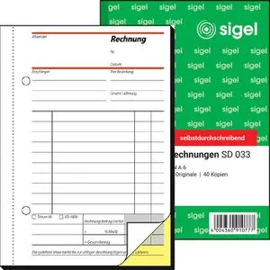 Sigel SD 033 Rechnungsbuch A6 2x40 Blatt