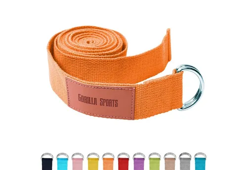 GORILLA SPORTS Yogagurt Yoga-Gürtel, 100% Baumwolle, mit Verschluss aus Metall, Yoga Strap