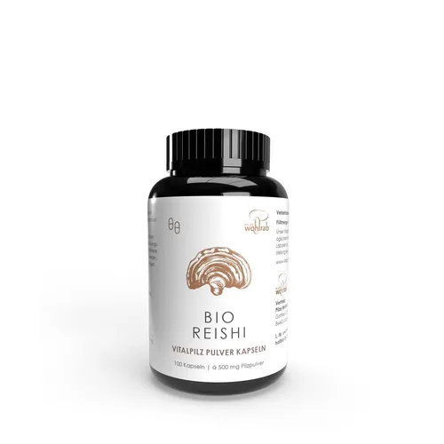 Pilze Wohlrab - Bio Reishi Kapseln 500 mg - 100 Stück - Pflanzliches Ergänzungsmittel mit 500 mg reinem Reishi Pulver pro Kapsel, vegan, glutenfrei und reich an wertvollen Mikronährstoffen für Ihr Wohlbefinden.