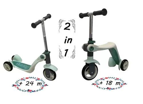 Smoby Toys Switch Roller für Kinder - 2-in-1 Laufrad & Dreirad-Scooter - Kinderscooter mit höhenverstellbarem Lenker, umbaubar vom Laufrad zum Roller. Ideal für Kinder ab 18 Monaten, sicher und stabil mit rutschfesten Handgriffen.