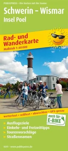 Schwerin - Wismar, Insel Poel: Rad- und Wanderkarte mit Ausflugszielen, Einkehr- & Freizeittipps, wetterfest, reissfest, abwischbar, GPS-genau. 1:60000 (Rad- und Wanderkarte: RuWK)