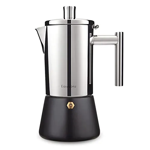 Easyworkz Diego Espressokocher für Herd, Edelstahl, italienische Kaffeemaschine, Mokkakanne für 6Tassen, 300 ml Espressokanne für Induktion
