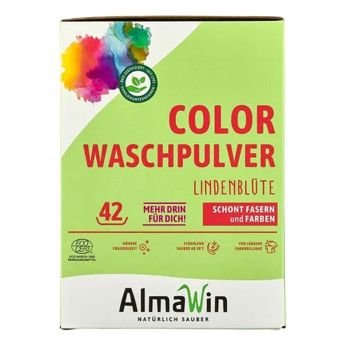 ALMAWIN Waschpulver - Color Lindenblüte 2Kg - Bio-Waschmittel in Pulverform, ideal für farbige Wäsche und umweltfreundlich