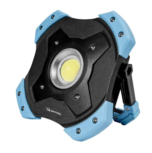 Brüder Mannesmann Q30670 Quantool LED Arbeitsleuchte 30W 2000lm - Werkstatteinrichtung mit 2000 Lumen Helligkeit, akkubetrieben und ideal für freihändige Nutzung dank 2 Magneten und verstellbarem Aufstellbügel. IP54-zertifiziert und 10 Jahre Garantie.