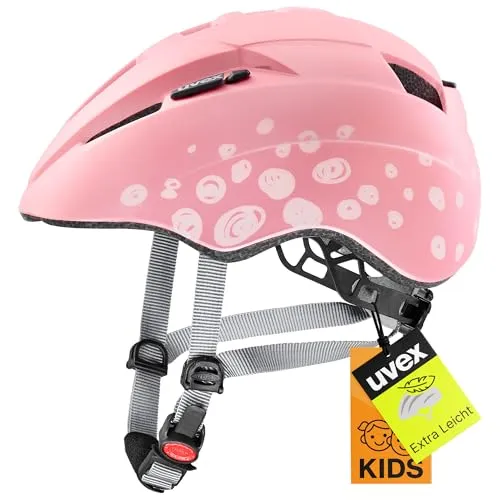 uvex Kid 2 cc Kinder-Helm - Leichter und sicherer Fahrradhelm mit LED-Licht - pink Polka - Fahrradhelme mit individueller Größenanpassung durch das uvex IAS System und erweiterbar mit einem LED-Licht für zusätzliche Sicherheit.