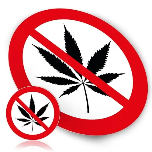 Stück Kiffen verboten Aufkleber - Cannabis Rauchverbot Sticker, Kiffen Verboten, ideal für Innen- & Außenbereich 21,0cm von Funke & Brand 1