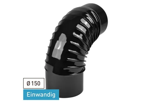 Raik Ofenrohrbogen 150mm - 90° Emaille Schwarz - Robuster und langlebiger Rauchrohrbogen für Kamine und Öfen, geeignet für verschiedene Brennstoffe. Die glasharte Emaillebeschichtung sorgt für hohe Korrosionsbeständigkeit und einfache Reinigung.