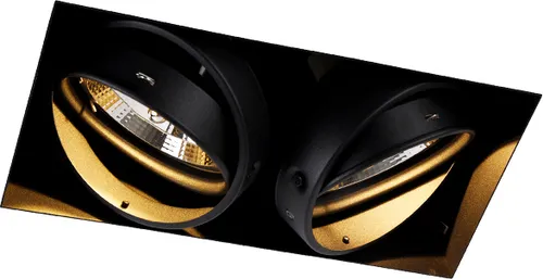 QAZQA Smarter Einbaustrahler Schwarz Trimless 2-Licht inkl. 2 Wifi GU10 111mm - Oneon - Stylischer Einbaustrahler in Schwarz mit goldener Innenseite, ideal für nahtlose Deckenintegration. Mit zwei verstellbaren Wifi GU10 Leuchtmitteln steuerst du das Licht bequem per Smartphone. Perfekt für jeden Raum!