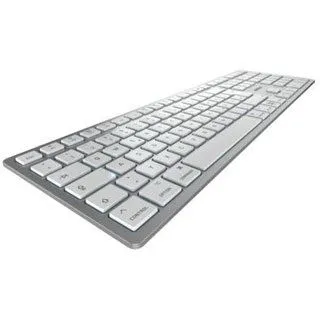 CHERRY KW 9100 SLIM FOR MAC - Kabellose Mac-Tastatur - Elegante kabellose Tastatur im Mac-Layout mit flachen Tasten und Wiederaufladbarkeit. Ideal für effizientes Arbeiten mit einfacher Verbindung über Bluetooth oder 2,4 GHz Funk.