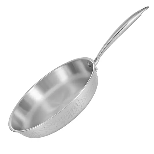 Resto Kitchenware Bratpfanne Crater - Ø 24 cm mit Antihaftbeschichtung - Hochwertige Edelstahlpfanne, ideal für alle Herdarten und energiesparend. Die innovative TRI-PLY-Technologie sorgt für optimale Wärmeverteilung und ein müheloses Kochen ohne Anhaften.