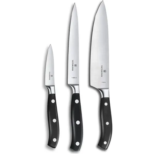 Victorinox Grand Maître 3-teiliges Profi Koch-Set - Küchenmessersets, geschmiedete Messer mit extra scharfen Klingen aus rostfreiem Stahl und ergonomischem Griff für präzises Schneiden und einfachen Gebrauch.