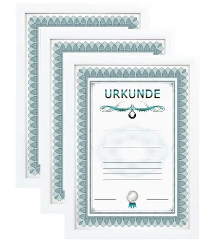 IDEAL TREND 2er 3er 5er 10er Pack Dokument Bilderrahmen 21x29,7 DIN A4 Urkunde Foto Rahmen: Farbe: 3er Pack Wei�