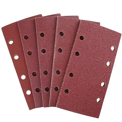 LotFancy 25 St. Schleifpapier Klett 93 x 185 mm, Schleifpapier für Schwingschleifer, 8 Löcher, Körnung 40 60 80 120 240, Rechteckig, Rotsand Schleifblätter