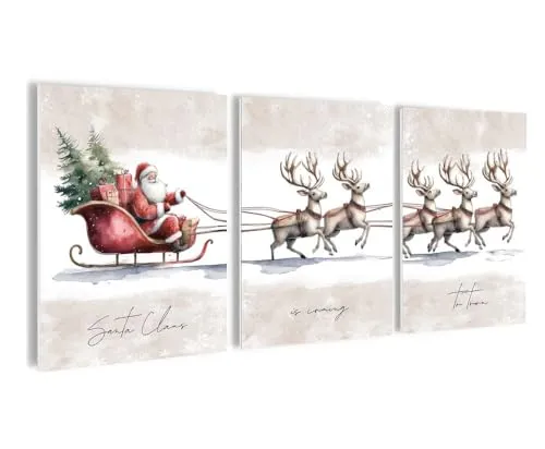 artissimo, Bilderset 3er-Set, PE6773-DS, Weihnachtsbilder 30x40 cm – Moderne Wanddeko Weihnachten 3-teilig | Weihnachtsdeko Innen | X-Mas | Bilder Poster Weihnachten für Wohnzimmer, Küche & Büro