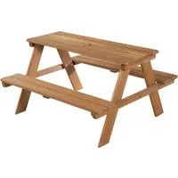 roba Kinder Outdoor+ Sitzgruppe - Picknick for 4 - Wetterfeste Garten Sitzgarnitur aus Massivholz für 4 Kinder, ideal für sichere und langlebige Spielzeiten im Freien.