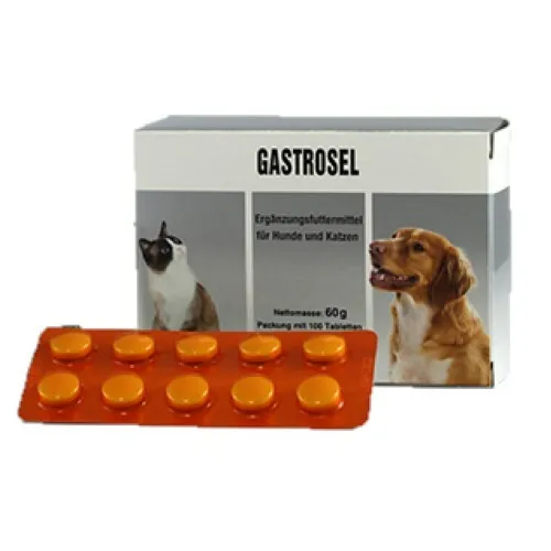 Tabletten Gastrosel 100 - Ergänzungsfuttermittel für Hunde & Katzen zur Unterstützung der Verdauung mit Kaolinit und Magnesiumoxid für einen regulierenden Effekt. Ideal für eine gesunde Magen-Darm-Funktion.