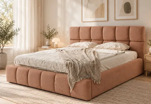 Home Collective Polsterbett mit Bettkasten & Lattenrost (48 Leisten), Gasdruckfeder, Pet-Proof Stoff, Kassettensteppung, Rost, 180x200 cm