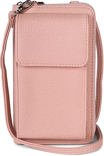 styleBREAKER Damen Mini Bag Geldbörse mit RFID Schutz und Handyfach | Crossbody Umhängetasche mit Schultergurt | Portemonnaie und Handytasche in einem | 19 x 11 x 5,5 cm, Farbe:Rose
