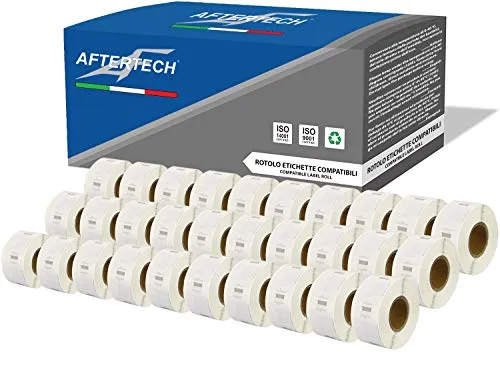 Aftertech 30x 11353 12x24mm kompatible Etikettenrollen (1000 Etiketten/Rolle = 30000 insgesamt) für Dymo LabelWriter Seiko SLP Etikettendrucker S0722530 30x11353