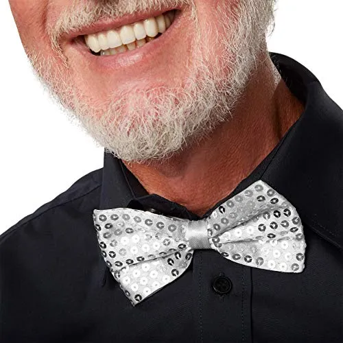 dressforfun 901019 Pailletten Fliege für Damen und Herren, Glitzer Schleife in Einheitsgröße, Bow Tie für Party Kostüm Fasching Karneval Zubehör Accessoire - diverse Farben - (silber | Nr. 303673)