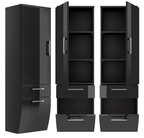 Lomadox Hochschrank RIMAO-100 Hochglanz anthrazit - Hochschrank in Hochglanz anthrazit, mit komfortabler Dämpfung und hochwertiger MDF-Front. Ideal für stilvolle und platzsparende Aufbewahrung.