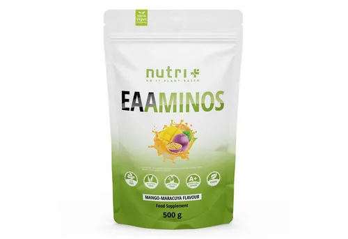 nutri+ EAA Instant Pulver 500g - Mango-Maracuja - Aminosäuren Pulver für vegane Ernährung, ideal zur Unterstützung der Muskulatur vor, während oder nach dem Training.