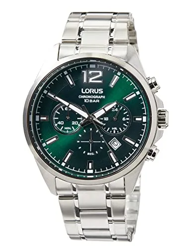 Lorus Herren Analog Quarz Uhr RT385JX9 mit Metall Armband - Armbanduhren für Herren, edles Edelstahlgehäuse, wasserdicht bis 10 BAR und mit Leuchtbeschichtung für optimale Ablesbarkeit im Dunkeln.