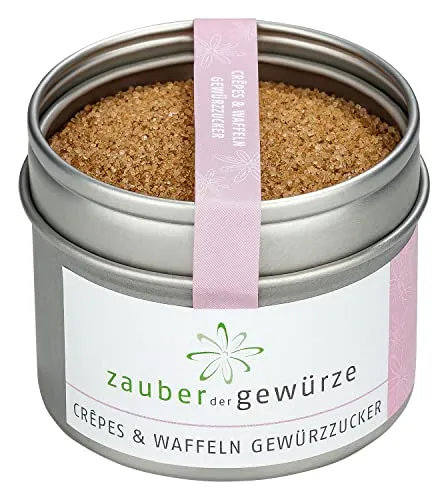 Zauber der Gewürze Crêpes & Waffeln Gewürzzucker - leckere Mischung auch für Pfannkuchen, Porridge, Milchreis oder Desserts, in Top-Qualität und wiederverschließbarer Aroma-Dose 90 g