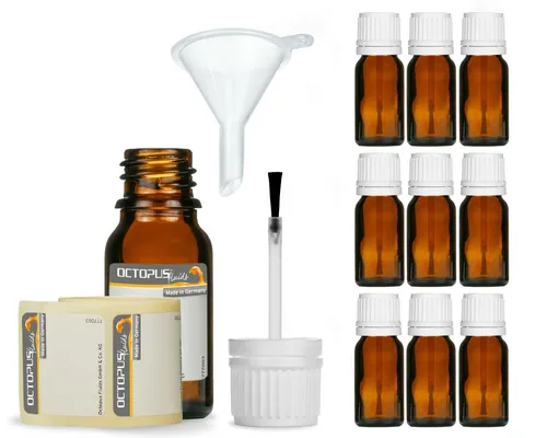 10ml Braunglasflaschen Pinsel Lackflaschen Pinselflaschen Pinselverschluss 10 x