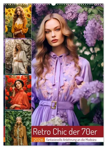 Anja Frost | Retro Chic der 70er – Botanische Styles - Kalender 2025 mit 14 Seiten voller kreativer Inspiration. Entdecken Sie die fantasievollen Designs von Frauenkleidern und Overalls im Retro-Chic der 70er Jahre. Ideal für Innenarchitektur und Designliebhaber.