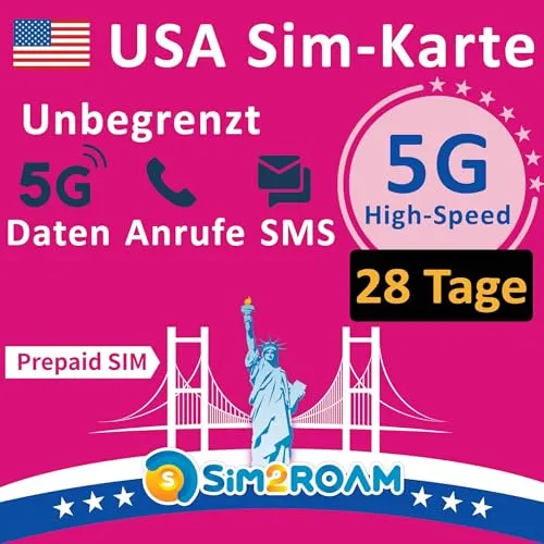 USA Prepaid-SIM-Karte | Unbegrenztes 5G/4G LTE Internet von SIM2ROAM