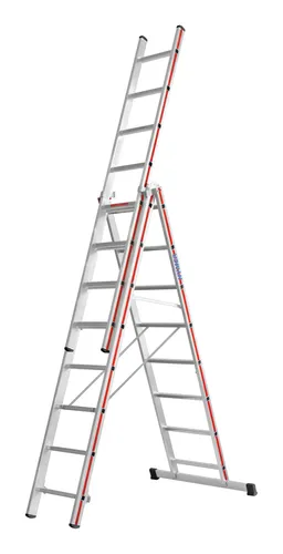 Hymer Allzweckleiter dreiteilig 3 x 7 Sprossen - Vielseitige Leiter für alle Höhen, stabil und sicher – ideal für Heimwerker und Handwerker.