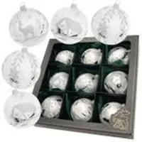 Krebs Glas Lauscha Eislack Weihnachtskugeln Silber 9-tlg. 8cm - Weihnachtskugeln aus mundgeblasenem Glas, handdekoriert mit eleganten Motiven. Verleihen Sie Ihrem Baum eine besondere Note und genießen Sie die festliche Atmosphäre.