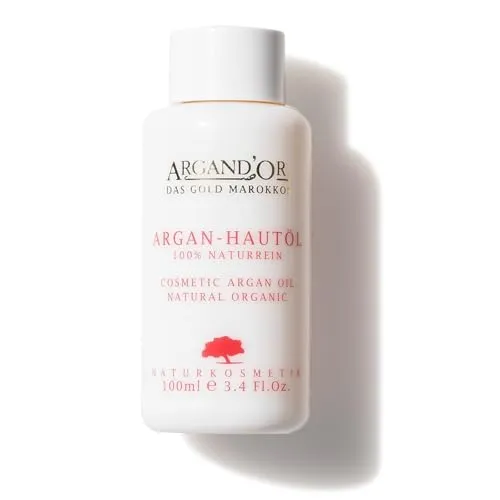 ARGAND’OR ARGAN-HAUTÖL - M - 100ml – DERMATEST SEHR GUT – Bio-Arganöl kaltgepresst, rein, Lichtschutzglas. Gesicht, Haut, Haare Fair Trade. Zertifizierte Biokosmetik aus Deutschland Vegan.