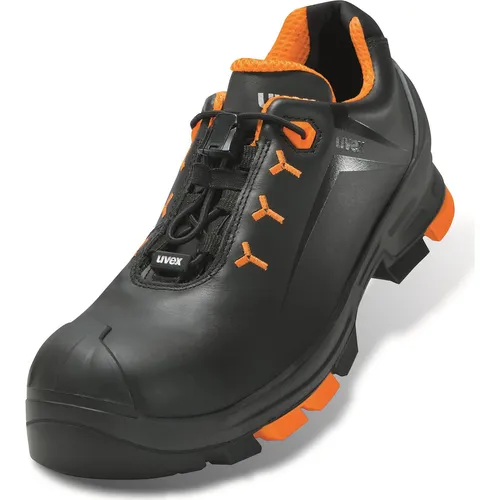 uvex 2 Halbschuhe S3 schwarz, orange Weite 11 Gr. 39 - Arbeitsschuhe mit 100% metallfreier uvex xenova® Zehenschutzkappe, hervorragendem Tragekomfort durch nahezu nahtfreie Konstruktion und atmungsaktives Distance Mesh für optimale Belüftung.