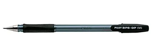 Pilot Pen Kugelschreiber BPS-GP M schwarz - Kugelschreiber mit abnehmbarer Kappe und auswechselbarer Mine, ideal für langlebiges Schreiben. Ergonomische Griffzone und verschleißfreie Edelstahlspitze für ein angenehmes Schreibgefühl.