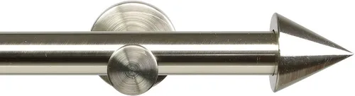 Liedeco Gardinenstange Modern Line Kegel, Ø 16 mm, silberfarben, 160 cm - Hochwertige 1-läufige Gardinenstange aus Edelstahl für Wandmontage, einfach zu montieren und ideal für stilvolle Fensterdekoration.