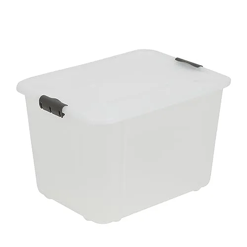 BranQ Home essential, 30 Liter robuste große Aufbewahrungsbox mit Clip-Verriegelungsdeckel, BPA-freier Kunststoff, stapelbare Aufbewahrungsbox, ideal für Garage und Zuhause, 44,7 x 34 x 29,3 cm (L x B