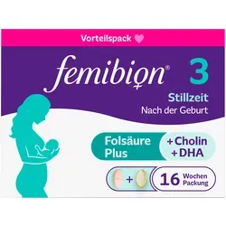 Femibion 3 Stillzeit, Tägliches Nahrungsergänzung für die Laktation, Mit Cholin, DHA, Folsäure, Metafolin, 16-Wochen-Pack, 2 x 112 Stück