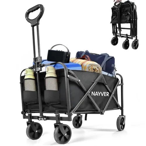NAYVER Faltbarer Bollerwagen – Kompakter Handwagen mit 80kg Tragkraft