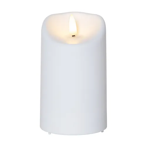 Star Trading Kerze Flamme, Stumpenkerze, Weiß, LED, Timer, Warmweiß, Außenbereic
