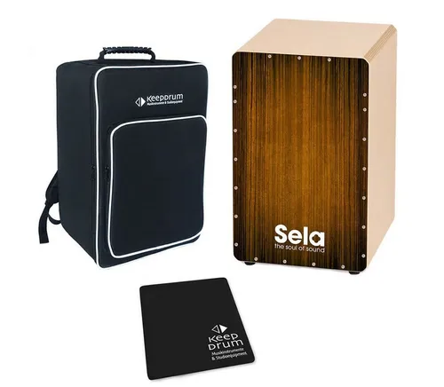 Sela Cajon SE051 Varios Brown mit Tasche und Sitzpad - Vielseitige Cajon mit starkem 15mm Birkenkorpus und herausnehmbarem Snare-System für individuellen Sound. Inkl. gepolsterter Tasche und Sitzpad – ideal für Musikliebhaber!