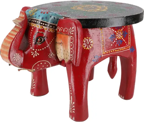 Deko Elefant - rot - 25*30*20 cm - Figuren, Skulpturen & Statuen, handgefertigt aus fair gehandeltem Mangoholz aus Indien, ein stilvolles Ethno-Dekoobjekt für besondere Akzente in Ihrem Zuhause.