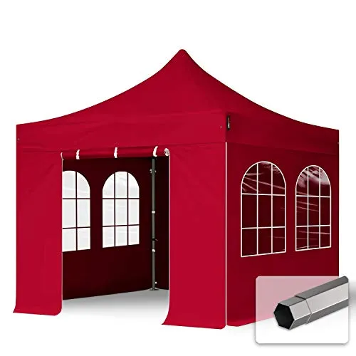 TOOLPORT 3x3m Stahl Faltpavillon mit 4 Seitenteilen, rot von Toolport