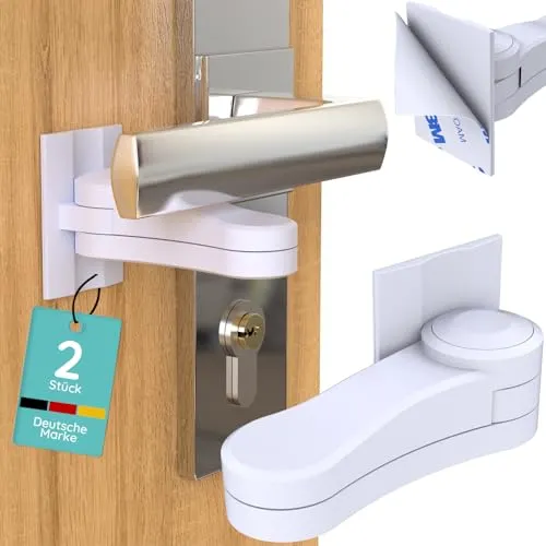 Homery Türsicherung Kinder [2 Stück] – Kindersicherung Tür, Türsicherung ohne Bohren für Türklinke & Türhebelschloss, Türschloss Kindersicherung innen, Türklinken Stopper ohne Bohren