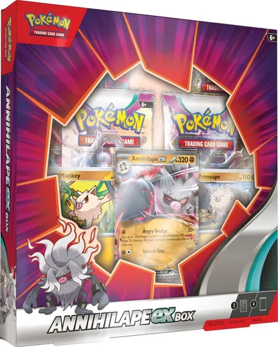 Pokémon TCG: Annihilape ex Box - Sammelkarten-Edition mit 3 foil Promo-Karten und 4 Booster-Packs, ideal für Pokémon-Fans und Trainer, die ihre Sammlung erweitern und im Spiel glänzen wollen.