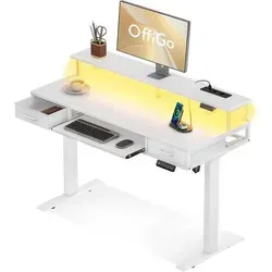 Höhenverstellbarer Elektrischer Schreibtisch mit Schubladen - Ergonomischer Schreibtisch mit elektrischer Höhenverstellung, zwei Schubladen und praktischen USB-Anschlüssen. Optimale Anpassung für komfortables Arbeiten und Ordnung im Büro.