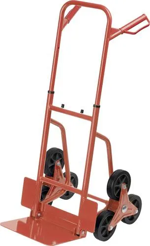 meister Treppensackkarre 8985750 - 120 kg Tragkraft, 3x3 Treppensteiger, klappbare Ladefläche in rot, ideal für den Transport schwerer Lasten über Treppen