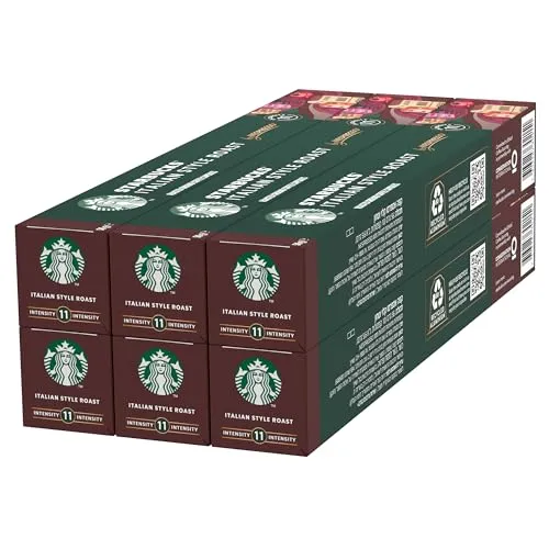 STARBUCKS Italian Style Roast by Nespresso, Dunkle Röstung, Kaffeekapseln 6 x 10 (60 Kapseln)