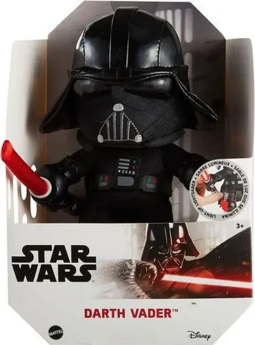 Mattel® Kuscheltier Disney Star Wars - Darth Vader Plüschfigur (19 cm) - Kuscheltiere von Star Wars mit authentischen Details und leuchtendem Laserschwert. Ideal zum Knuddeln und für unterwegs, perfekt für kleine Fans ab 3 Jahren.